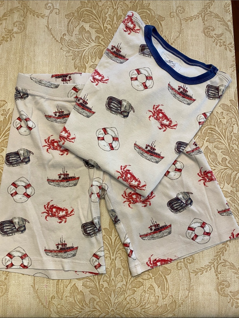 ⚓️ J.Crewcuts Nautical Crab & Ship Summer Shorts Sleep Set 100% Cotton PJs 14